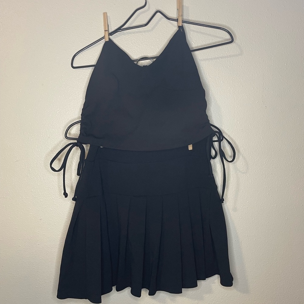 Black two piece skirt and crop top